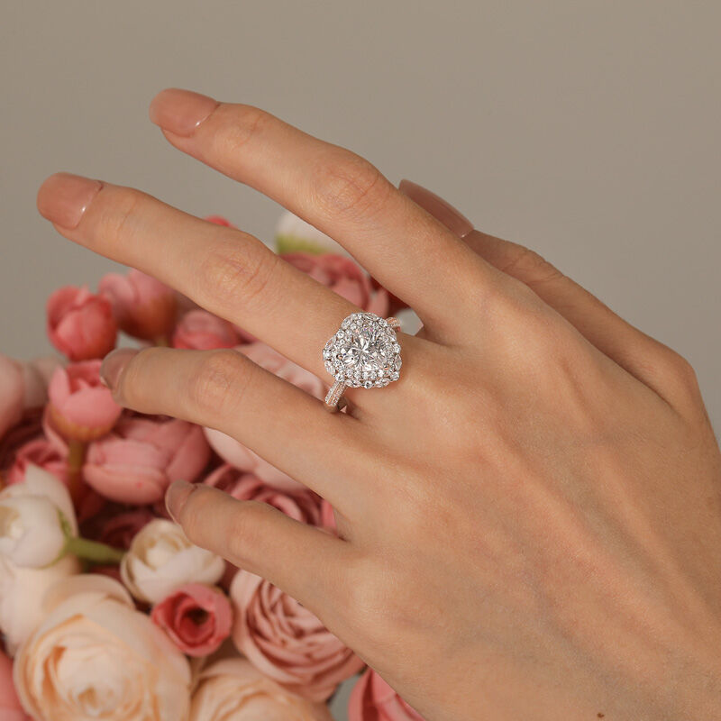 Jeulia Anello di Fidanzamento Vintage a Forma di Cuore con Doppio Alone in Argento Sterling
