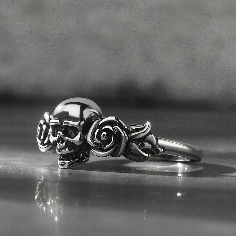 Jeulia "Rosenblüte" Totenkopf Sterling Silber Ring