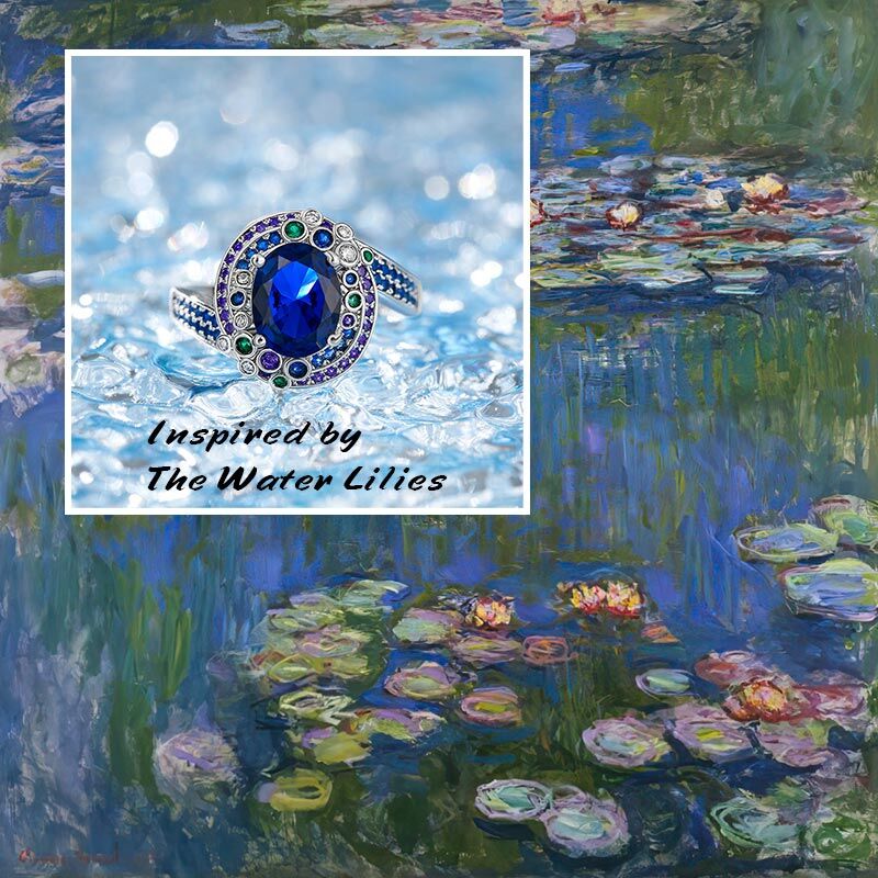 Jeulia Pierścionek srebrny o owalnym szlifie inspirowany liliami wodnymi "Poezja kwiatów"