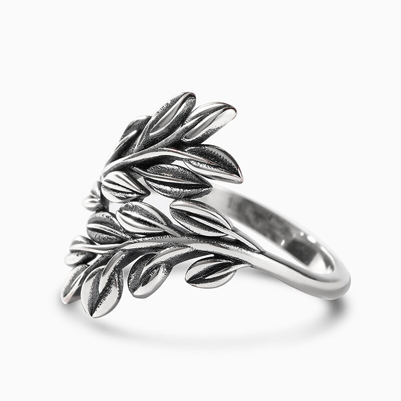 Jeulia "Branches and Leaves" Bypass Design Sterling Silver Ring