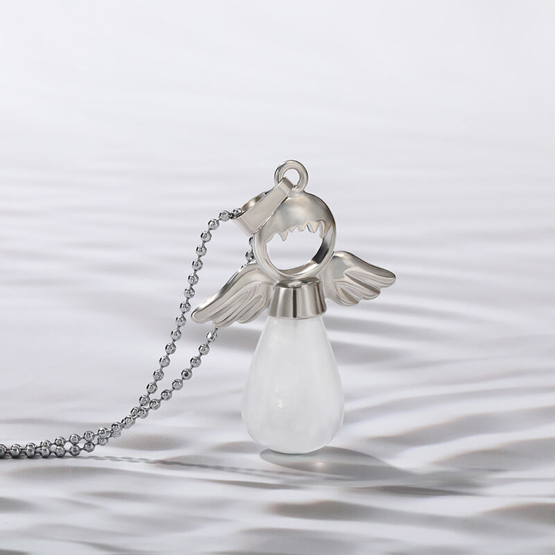 Jeulia "Pure Elegance" Angel Wings Natural Clear Quartz Necklace