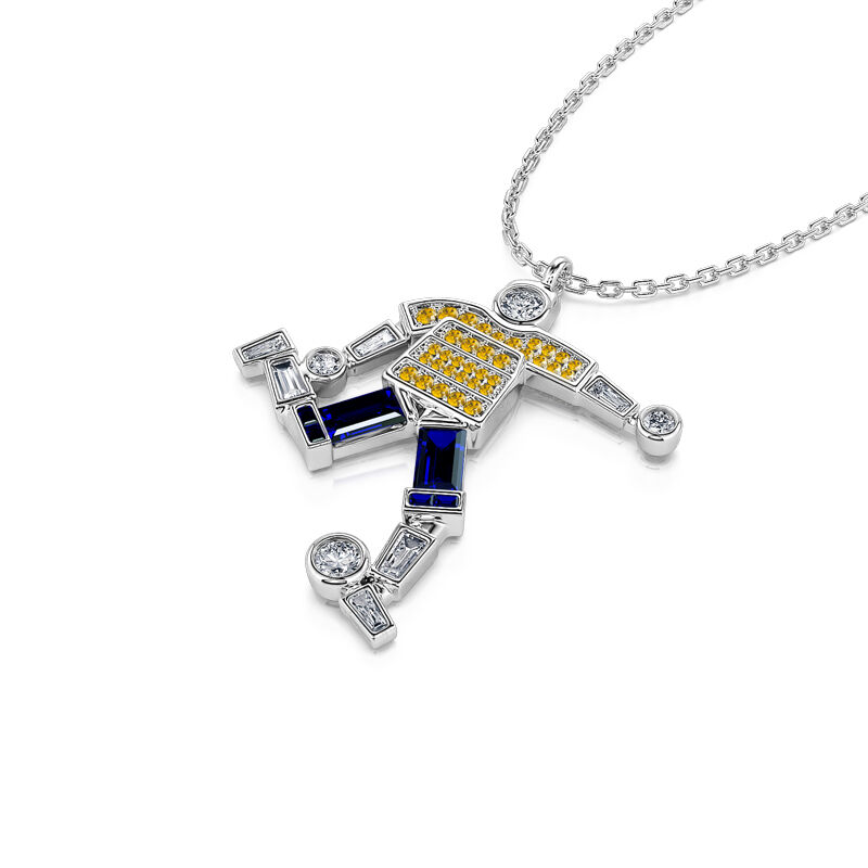 Jeulia "Score A Goal" Football  Athlete Design Sterling Silver Necklace