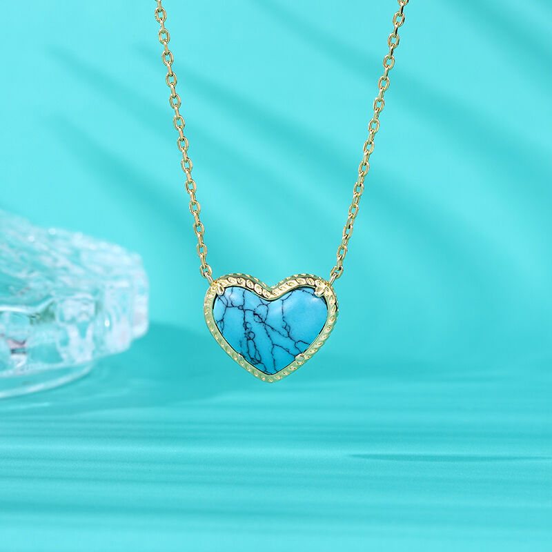 Jeulia "Blaues Herz" Türkis Sterling Silber Halskette
