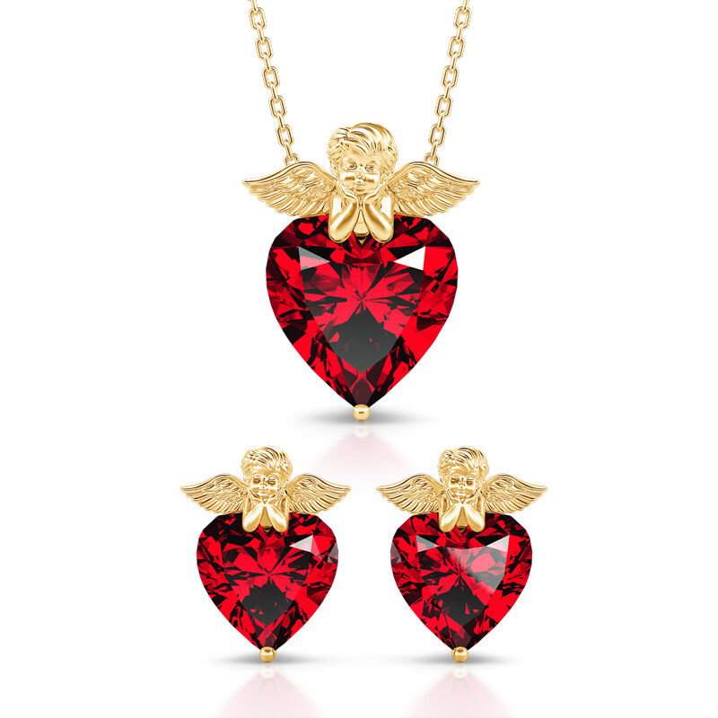 Jeulia "The God of Love" Cupid Heart Cut Sterling Silver Jewelry Set