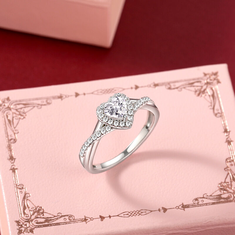 Jeulia Custom Halo Heart Engagement Ring Twist Design