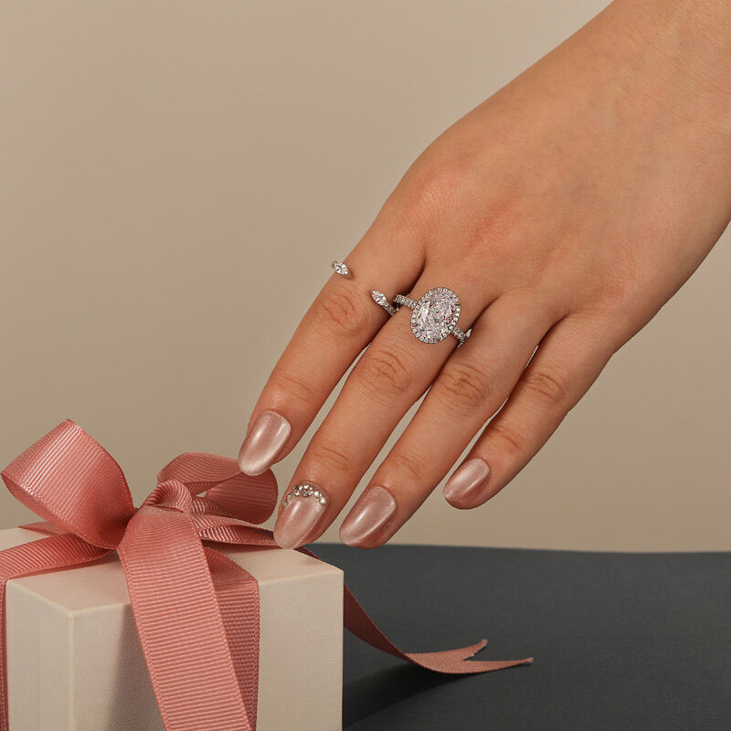 Jeulia Simple Open Stackable Women Wedding Ring with Pave Set Band