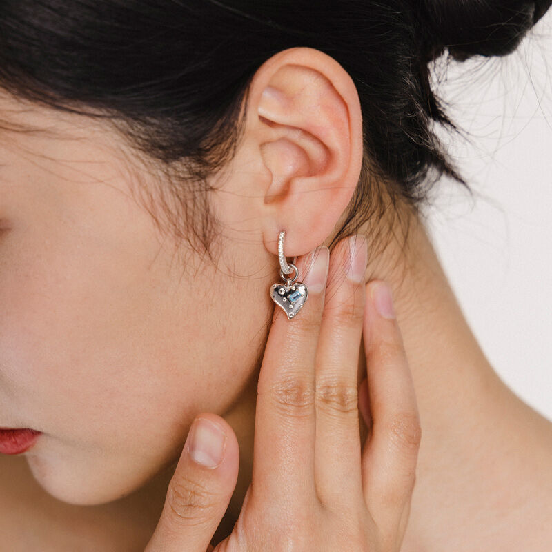 Jeulia Orecchini Pendenti a Forma di Cuore in Argento Sterling