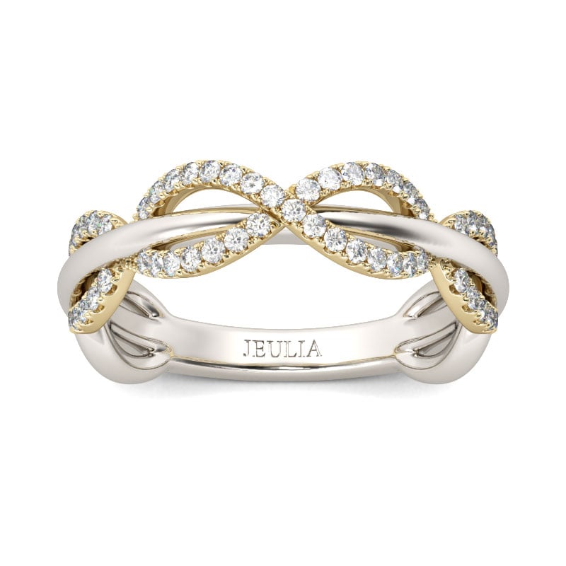 Jeulia Two Tone Interwoven Sterling Silver Women's Band