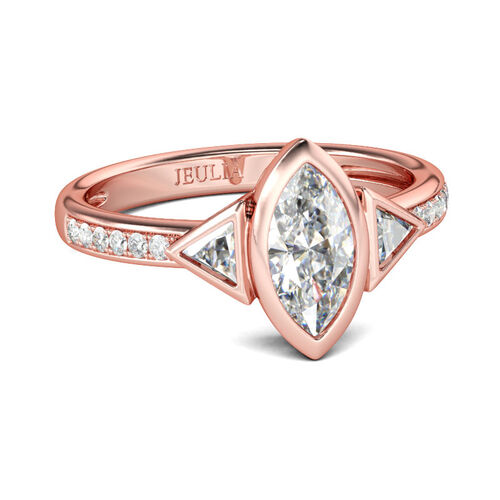 Jeulia Three Stone Marquise Cut Sterling Silver Ring