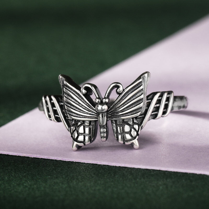 Jeulia Butterfly Design Sterling Silver Ring