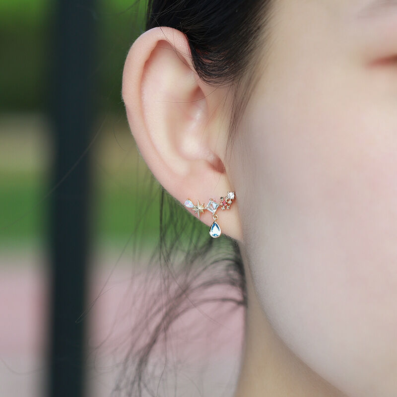 Jeulia "Water Drop" Star Design Pear Cut Sterling Silver Earrings