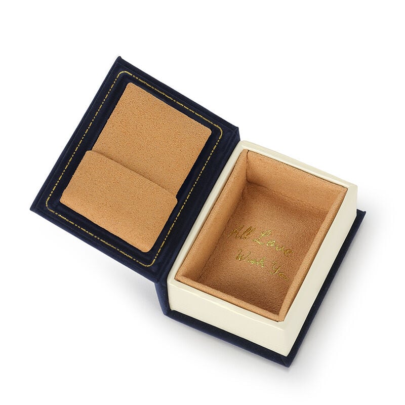 Jeulia Caja de Anillos en Forma de Libro Vintage Azul Marino con Tapa Magnética