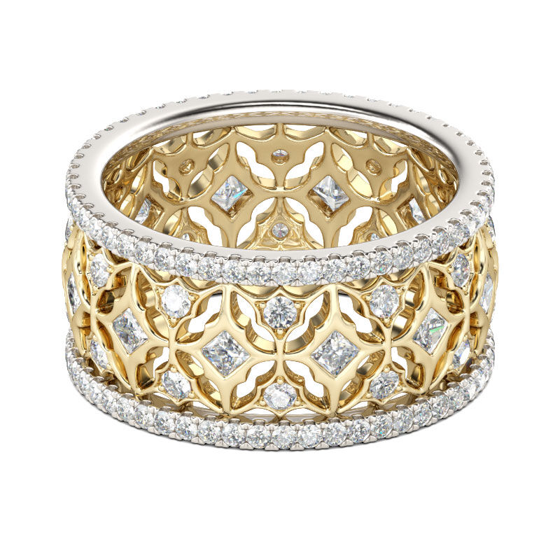Jeulia Zweifarbiger Art Deco Sterling Silber Damen Ring Trauring