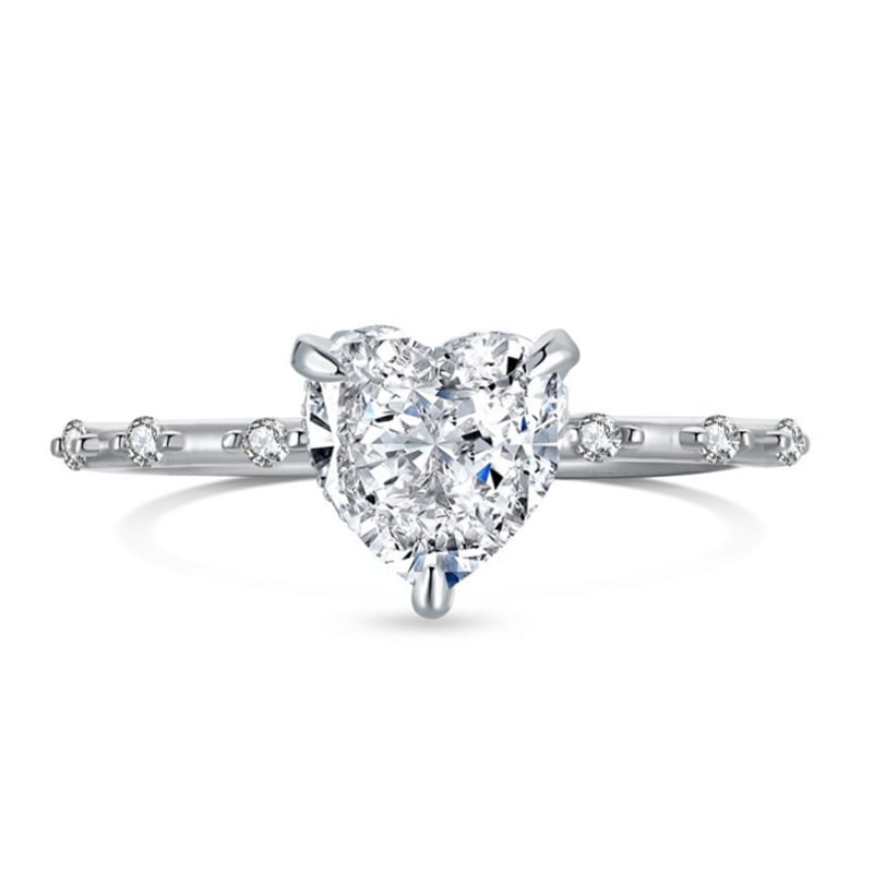 Jeulia Classic Heart Cut Sterling Silver Ring