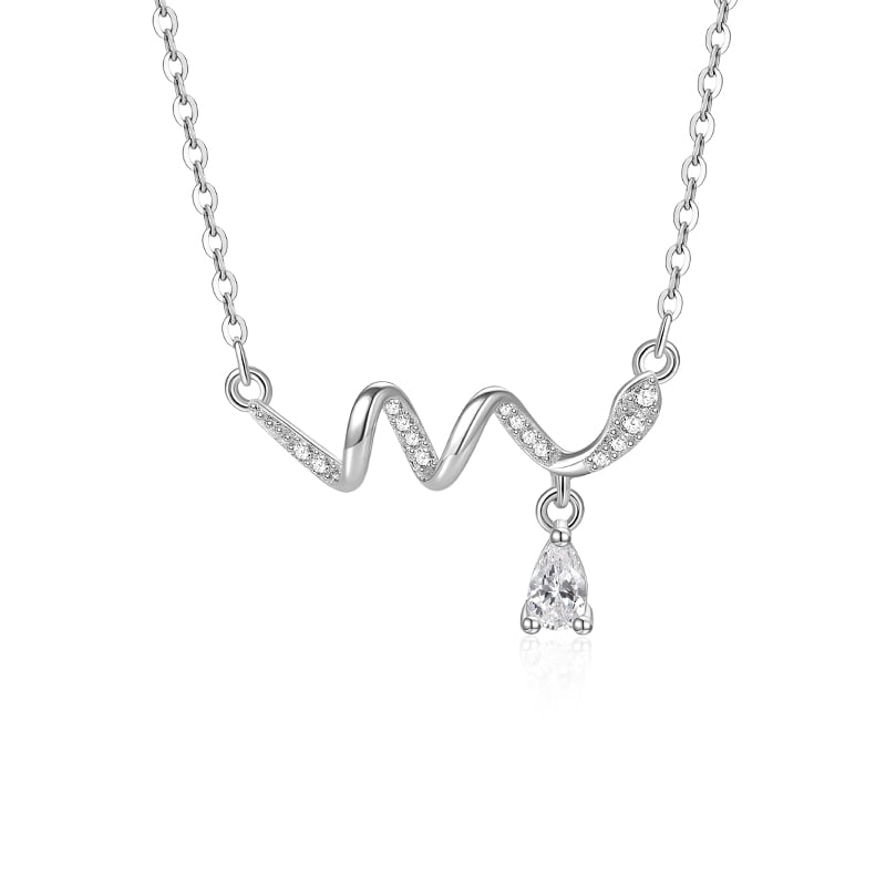 Jeulia Serpent's Tear Snake Necklace Sterling Silver