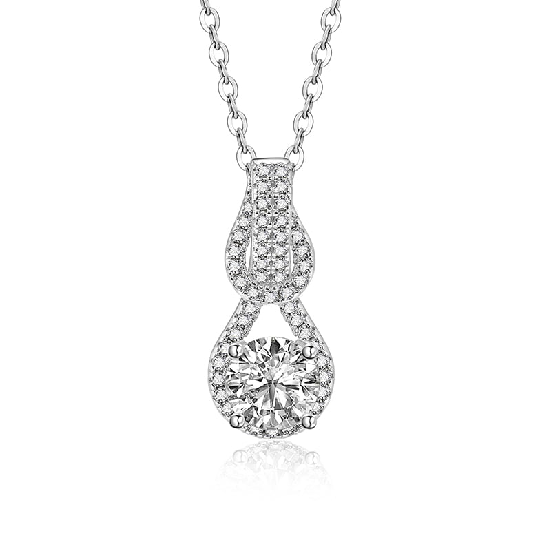 Jeulia Classic Knot Solitaire  Necklace Sterling Silver
