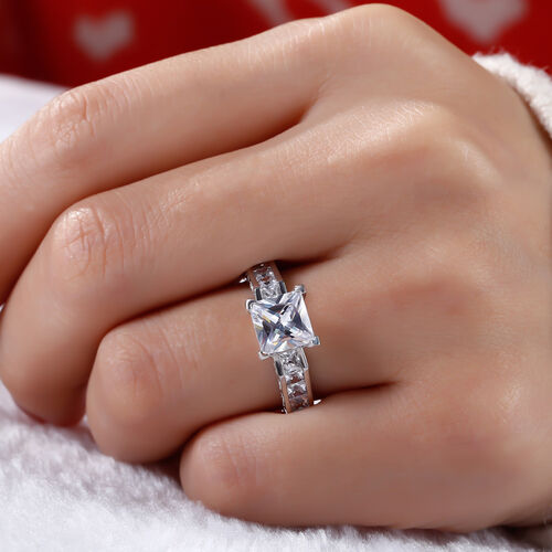 Jeulia Princess Cut Sterling Silver Ring