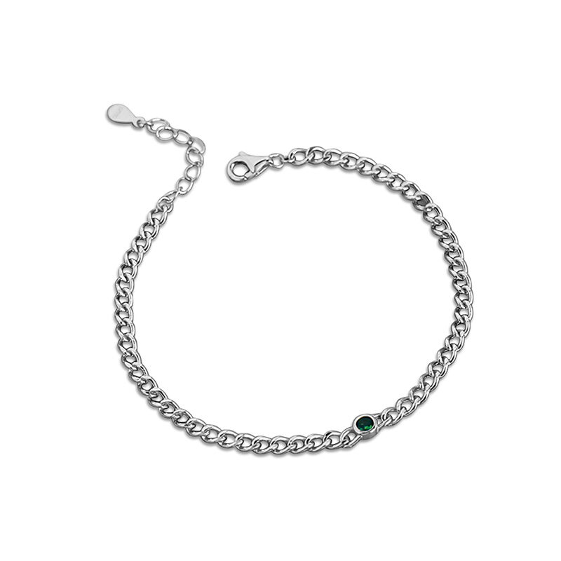 Jeulia Chain Link Round Cut Sterling Silver Bracelet