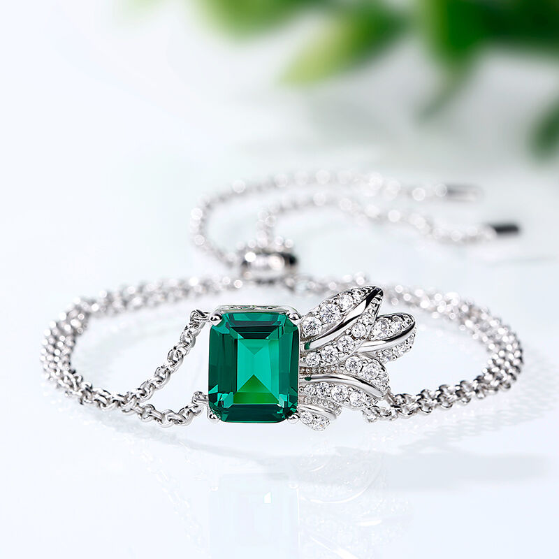 Jeulia Leaf Design Emerald Cut smycken i sterlingsilver