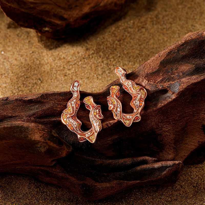 Jeulia x Leyla "Sunset Desert" Roséguldiga Oregelbundna Droppörhängen i Sterling Silver