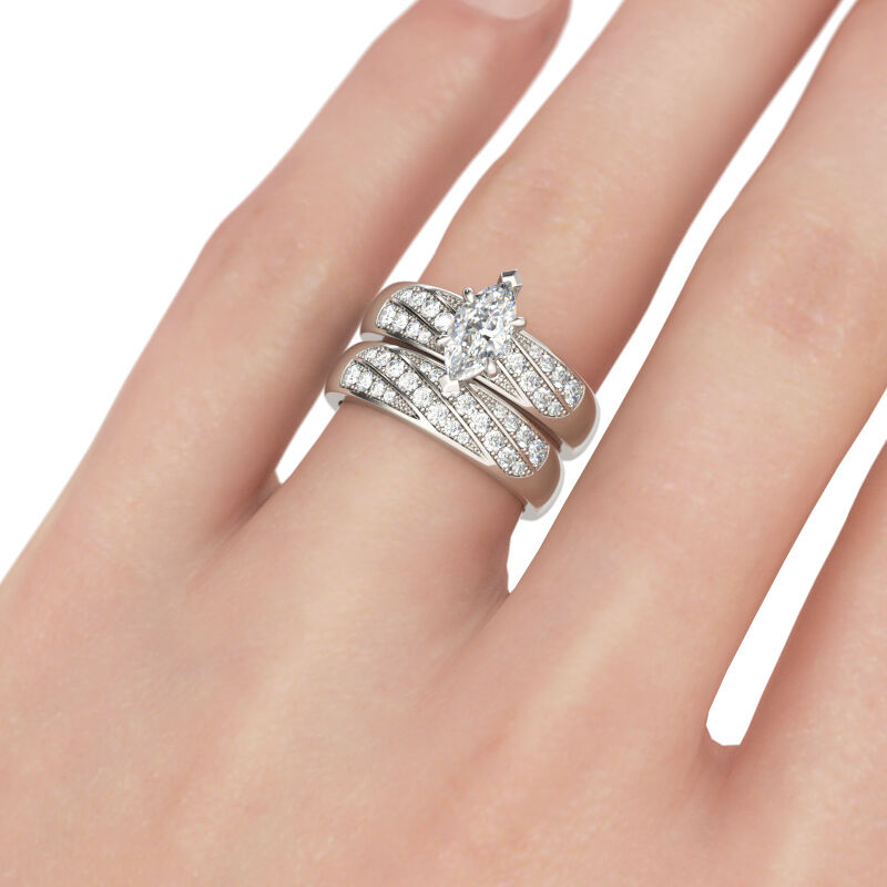 Jeulia Marquise Cut Sterling Silver Ring Set