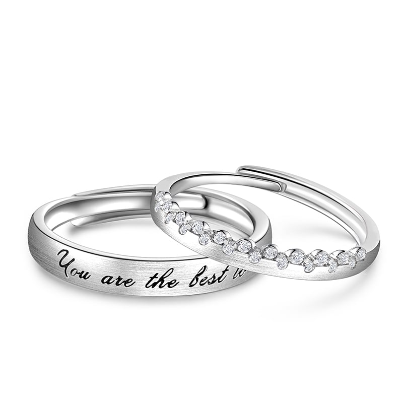 Jeulia "Endless Love" Sterling Silver Adjustable Couple Rings
