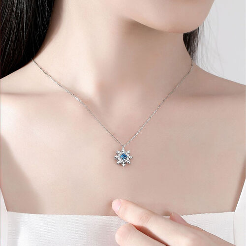 Jeulia Rotating Snowflake Sterling Silver Necklace