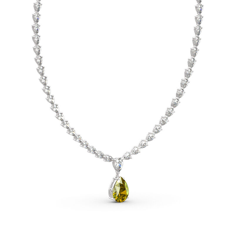Jeulia "Be Your Princess" Pear Cut Sterling Silver Necklace