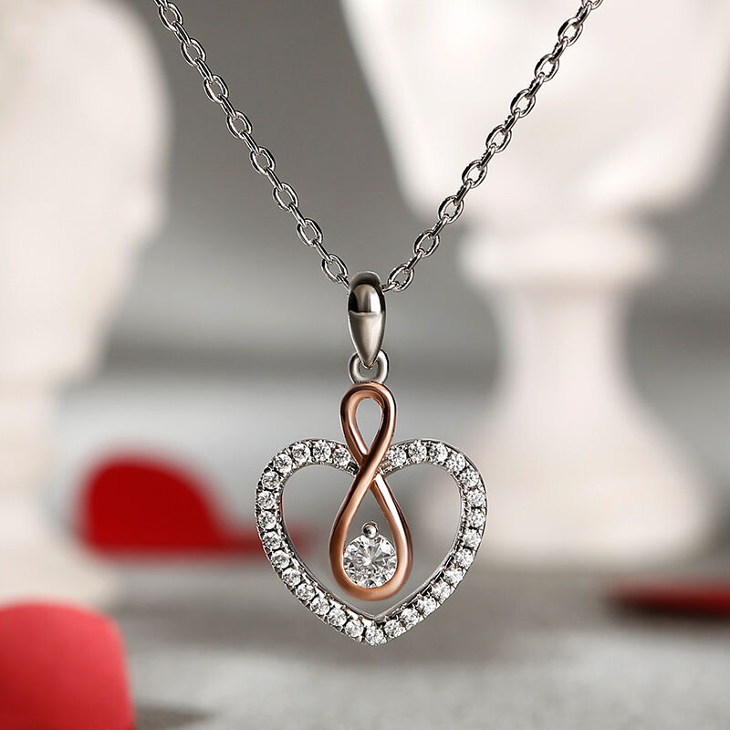 Jeulia "You Complete Me" Infinity Love Heart Sterling Silver Necklace