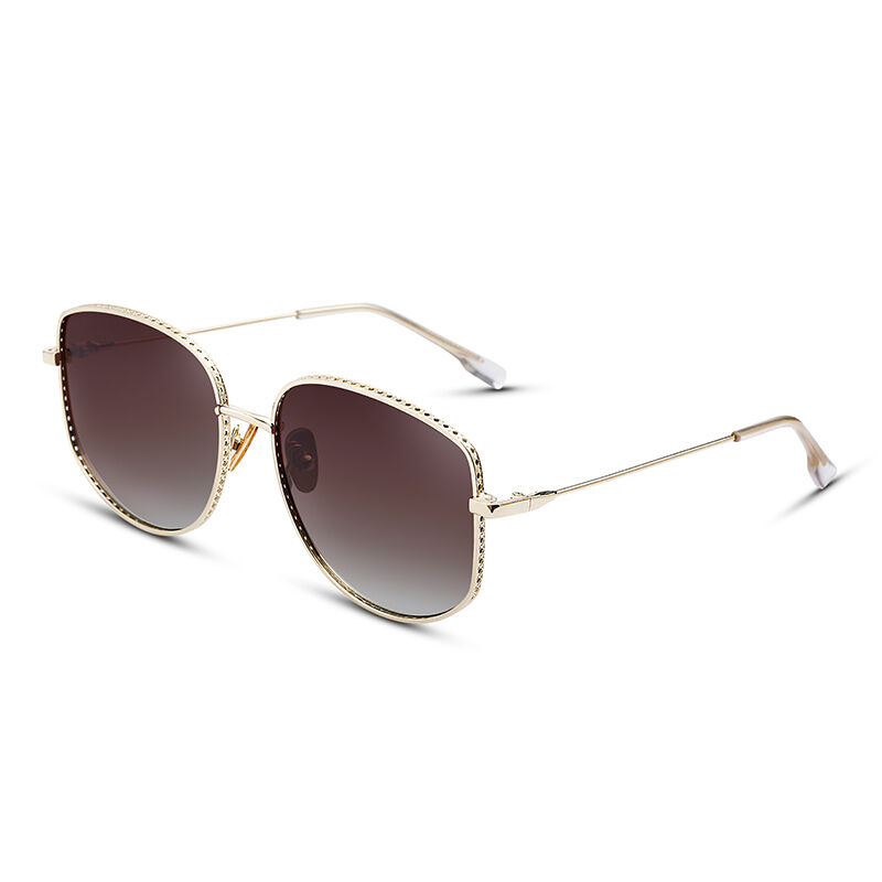 Jeulia “Summer Breeze" Square Brown Gradient Polarized Unisex Sunglasses