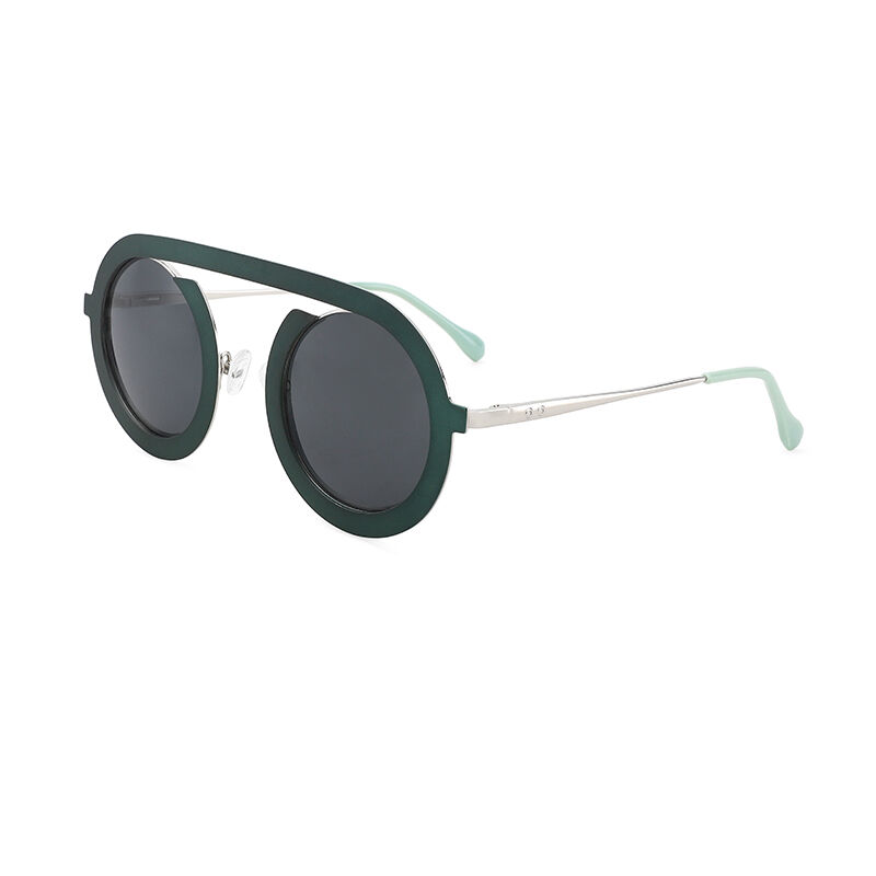 Jeulia "Freestyle" Round Green Polarized Unisex Sunglasses
