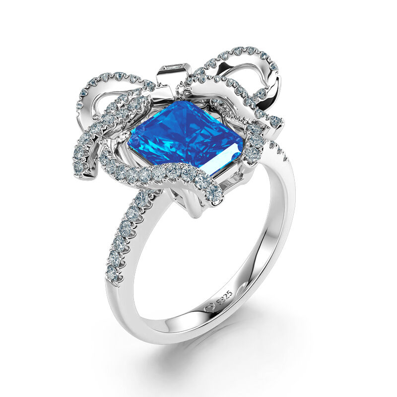 Jeulia "Blue Treasure" Butterfly Knot Sterling Silver Jewelry Set
