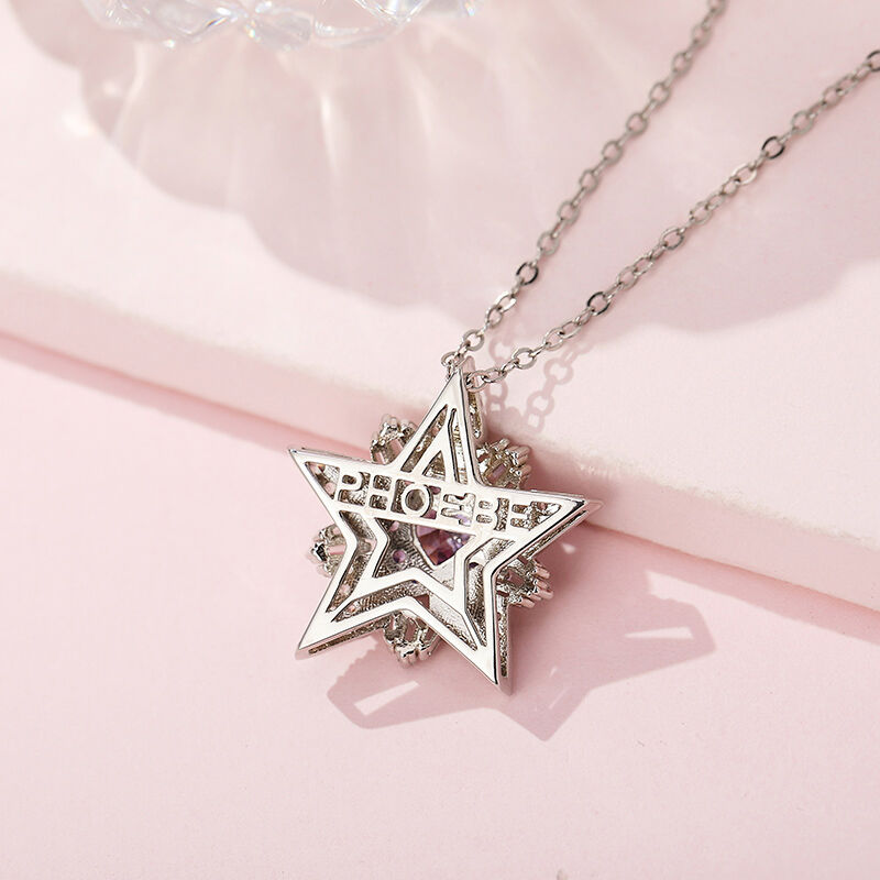 Jeulia "Double Star" Personalized Sterling Silver Necklace