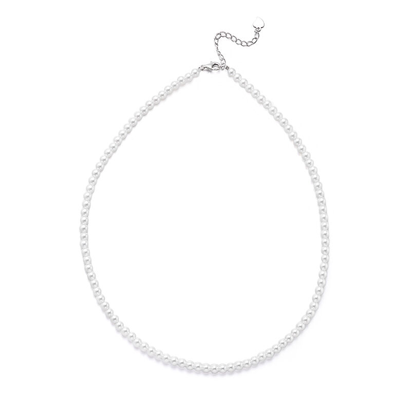Jeulia Timeless White Pearl Sterling Silver Necklace