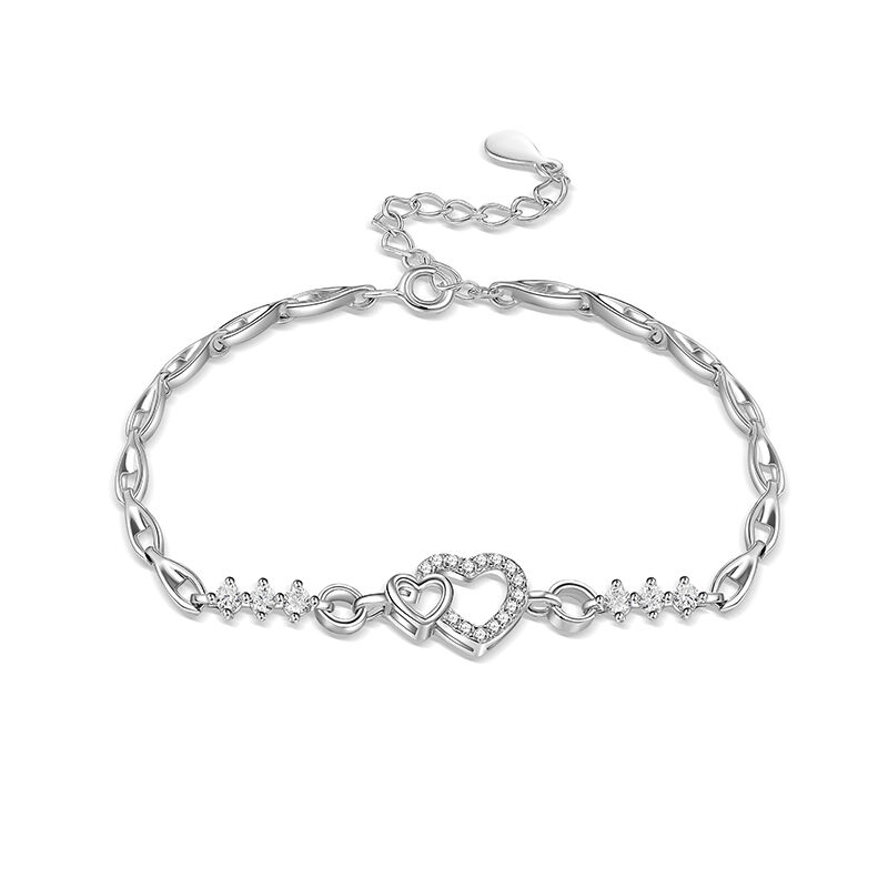 Jeulia Pulsera De Plata Esterlina 925 Dulce Corazón Simple