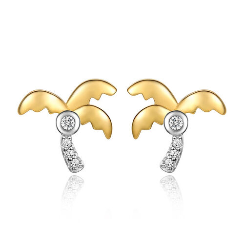 Jeulia Mini Palm Tree Design Sterling Silver Stud Earrings