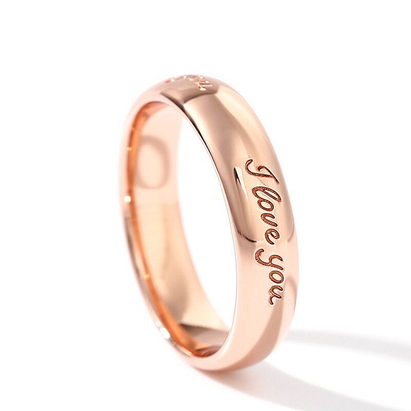 Jeulia "I Love You" Rose Gold Tone Sterling Silver Men's Band