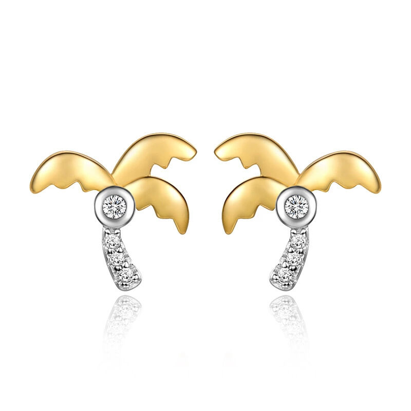 Jeulia Mini Palm Tree Design Sterling Silver Stud Earrings