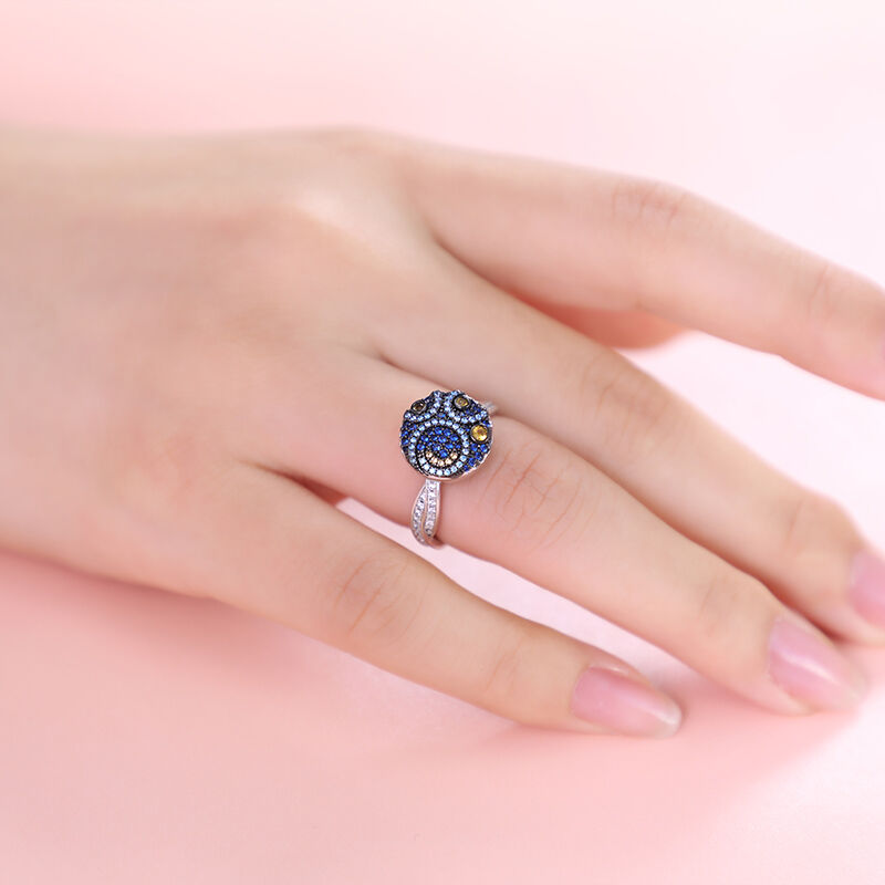 Jeulia "Pure Night" The Starry Night Inspired Sterling Silver Rotating Soothe Ring