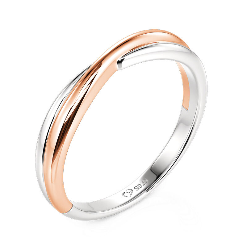 Jeulia Two Tone Minimalist Twist Men's Wedding Ring
