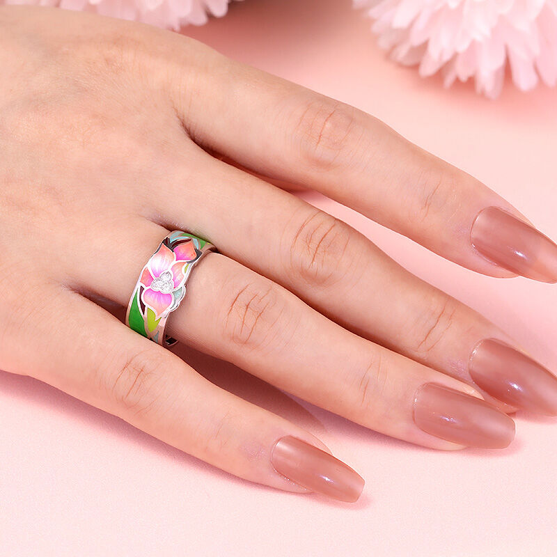 Jeulia Fedine da Donna Smaltato con Fiore in Argento Sterling