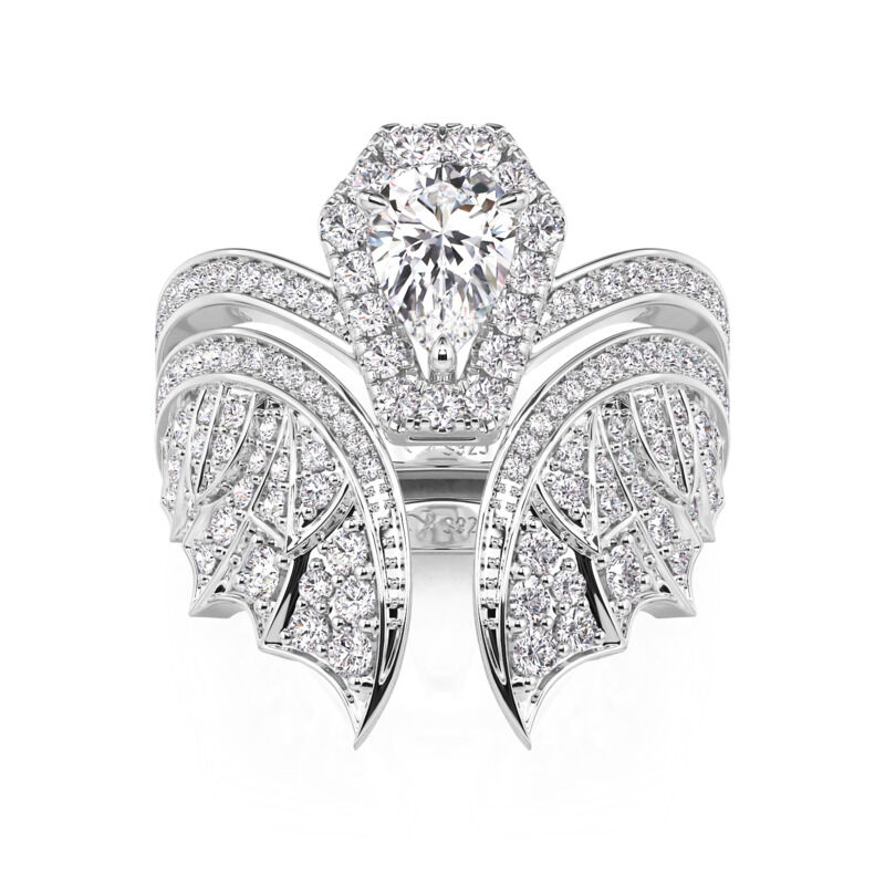 Jeulia Ensemble Unique de Bague de Fiançailles Cercueil de Chauve-souris en Argent Sterling