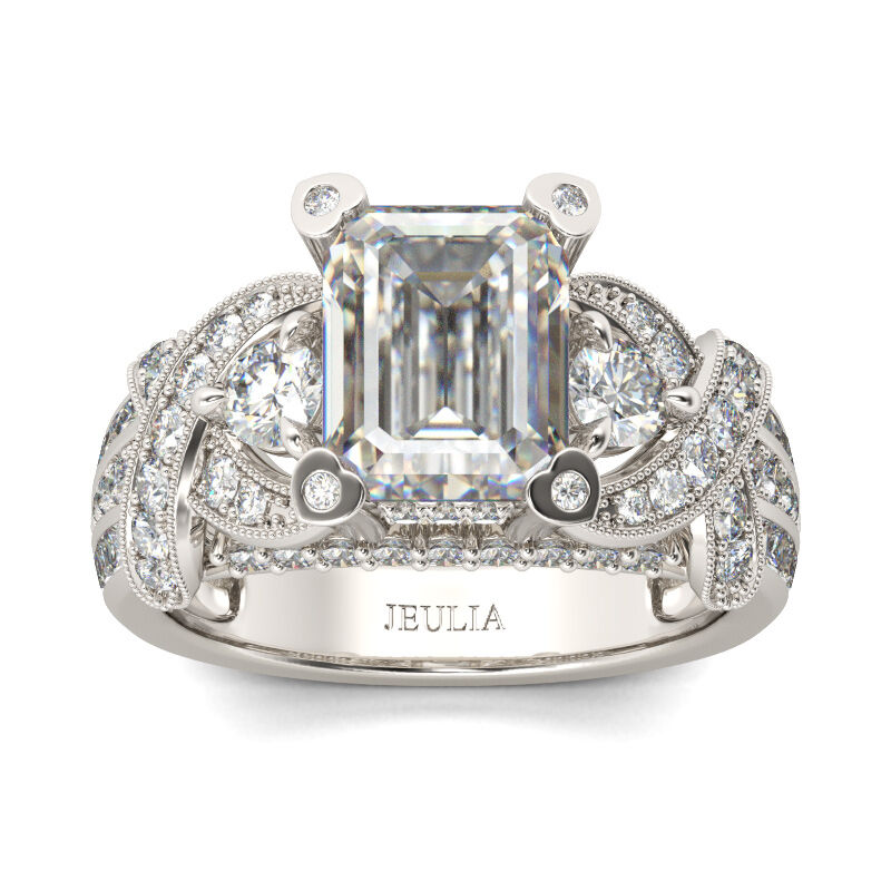 Jeulia Emerald Cut Knot Sterling Silver Ring