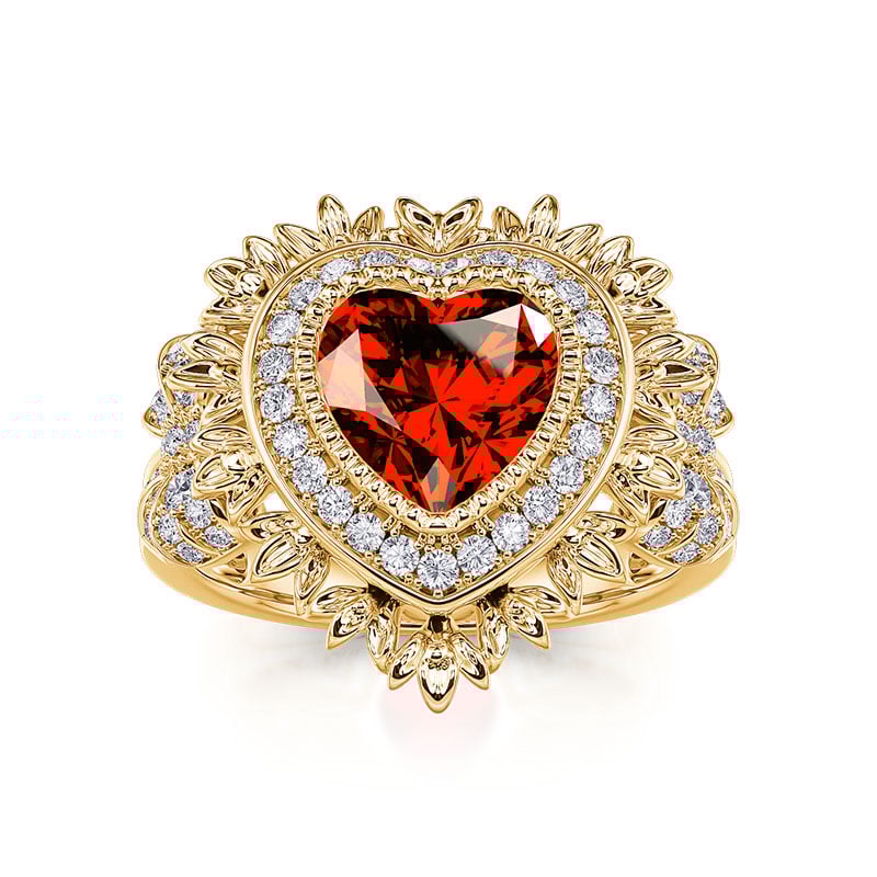 Jeulia "Radiant Love" Halo Heart Cut Sterling Silver Ring