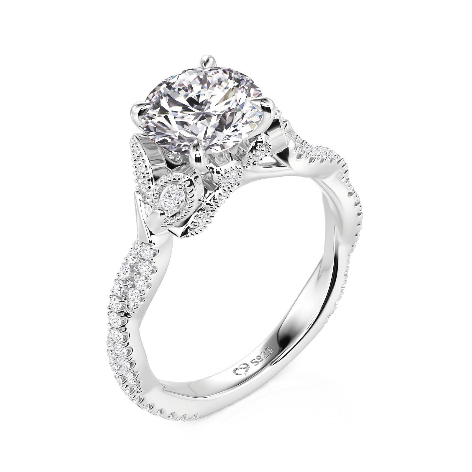 Jeulia Floral and Leaf Twist Eternity Engagement Ring