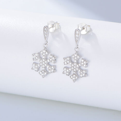 Jeulia Fancy Snowflake Sterling Silver Drop Earrings