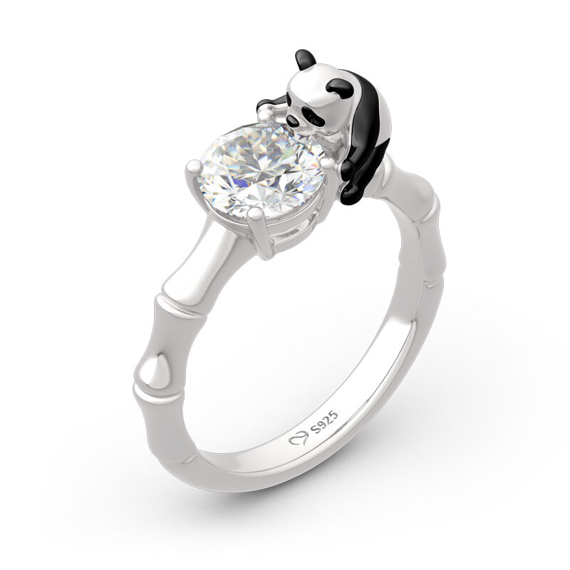 جوليا Hug Me خاتم قطع دائري من الفضة الإسترليني بتصميم "لطيف الباندا"