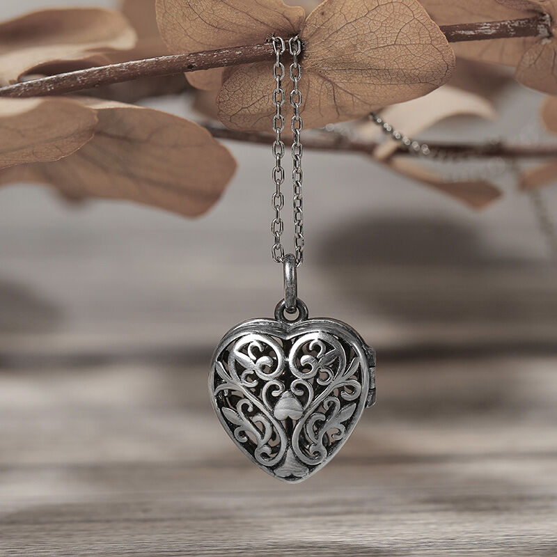 Jeulia "Romantic Heart" Locket Sterling Silver Necklace