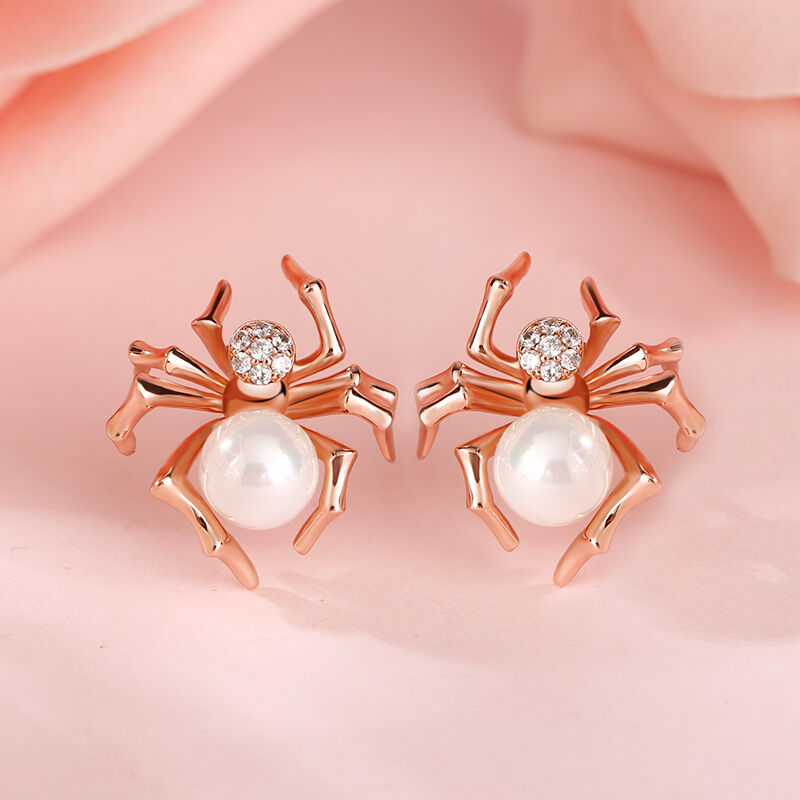 Jeulia Spider Design Cultured Pearl Sterling Silver Earrings