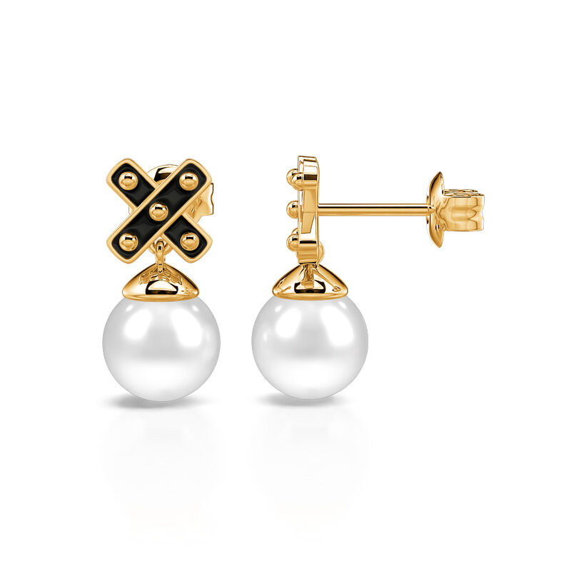 Jeulia "Ageless Glamour" Cultured Pearl Sterling Silver Drop Earrings